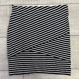 LOFT Asymmetrical Black and White Striped Skirt